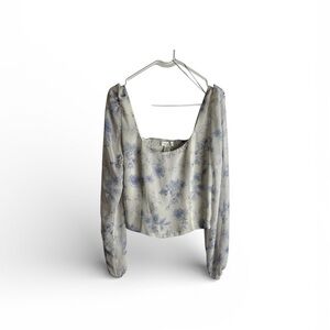 House Of Harlow Women’s Size M Long Sleeve Cropped Blouse Y2K Cottage Core 1902